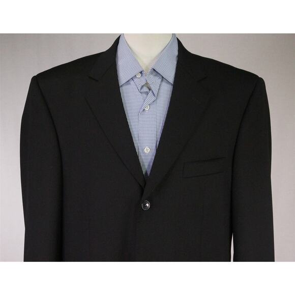 Naldini Solid Black Super 150's Wool 3-Btn Blazer Jacket Hand Tailored 42R - Picture 3 of 13